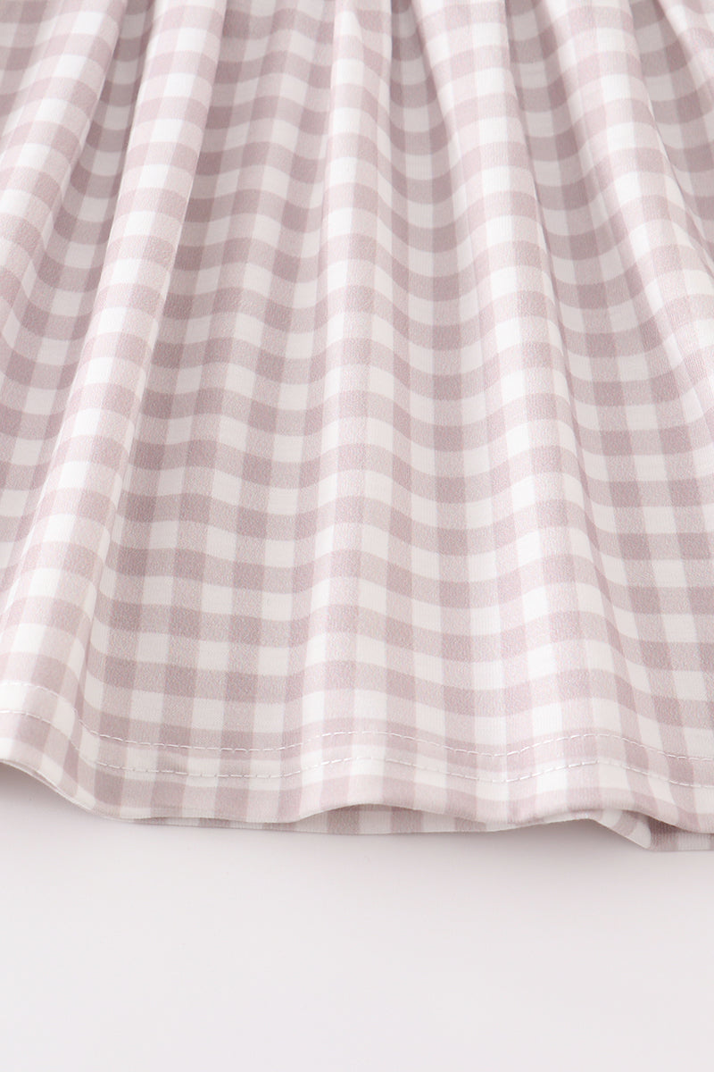 Green plaid french knot pumpkin set