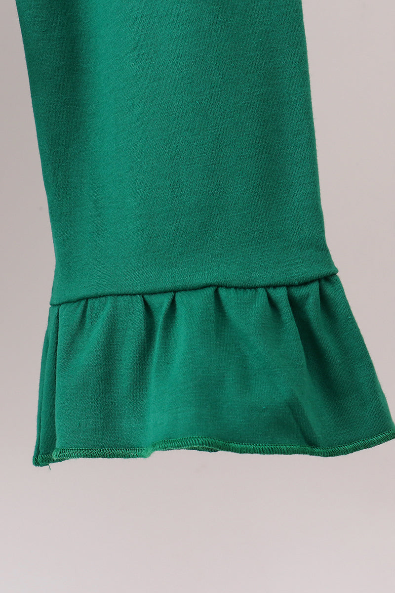 Red stripe santa milk biscuit ruffle pants set