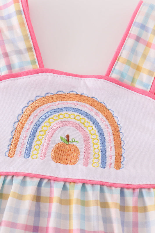 Rainbow pumpkin embroidery plaid bubble