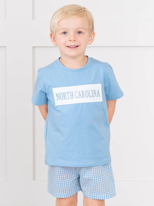 North Carolina Smocked Gingham Outfit