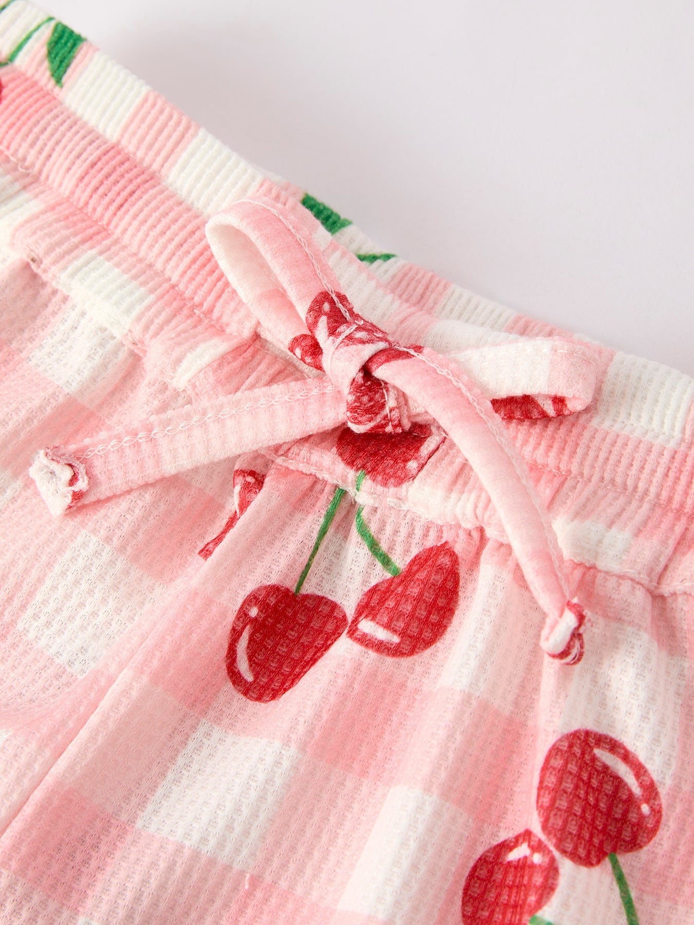 Waffle Cherry Girls Long Sleeve Set