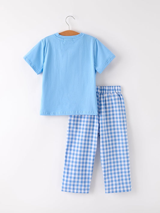 Fall Thanksgiving& Halloween Blue Pumpkin Smock Embroidery Set