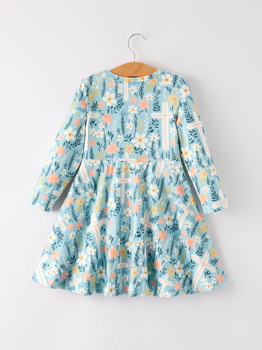 Girls Cross Floral Dress