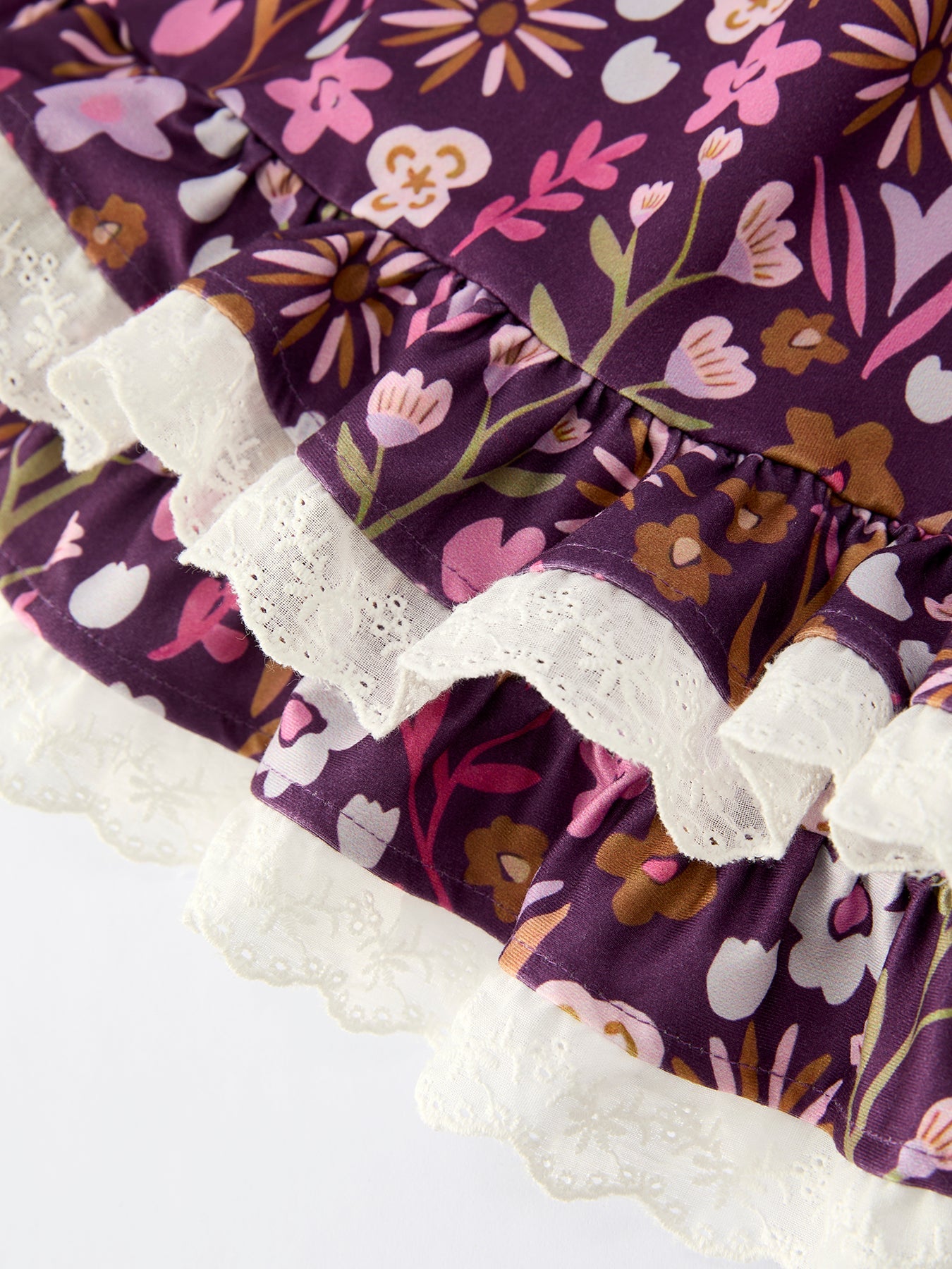 Retro Floral Print Short Sleeve Girls Dress with Pockets