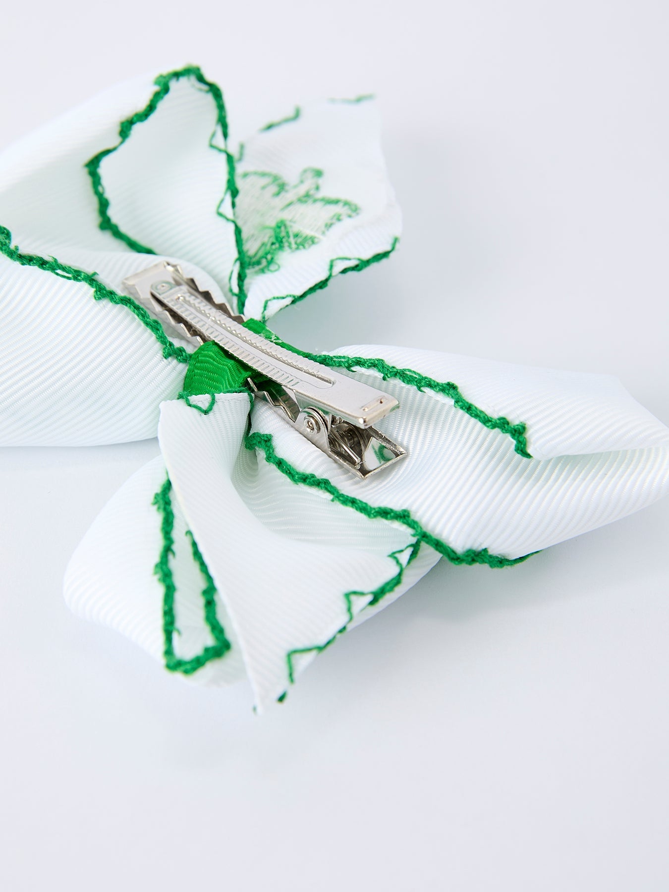 St. Patrick Shamrock Embroidered Hair Bow – Girls Hair Clip