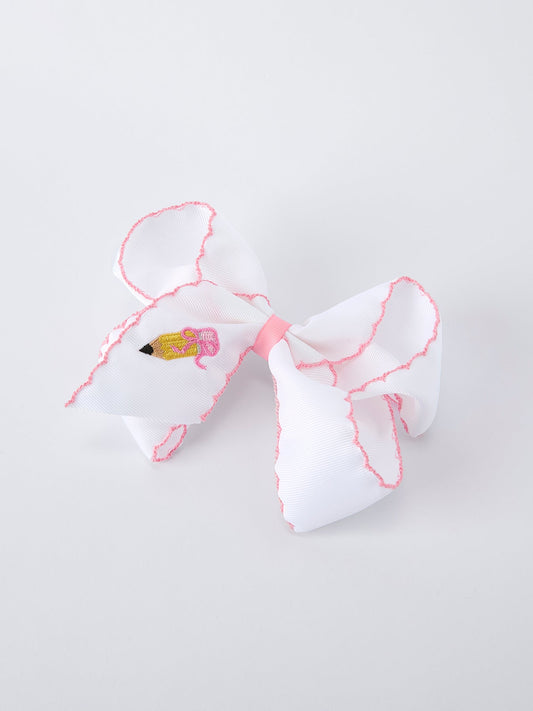 Back to School Yellow Pencil Bow Hair Clip 6.25 Inch