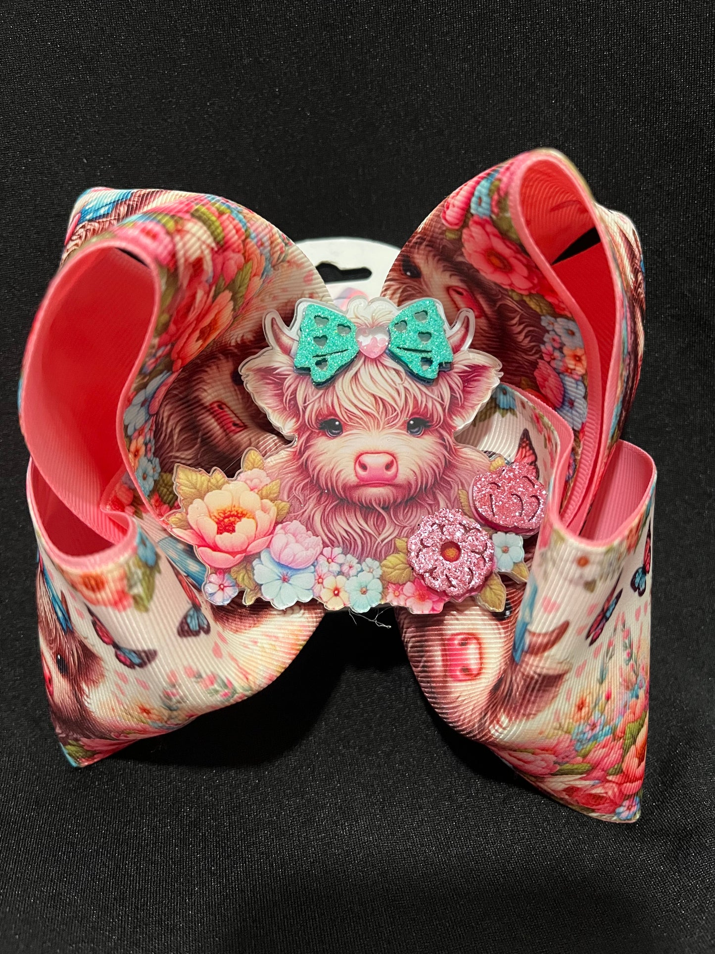 Highland Cow Floral Bow