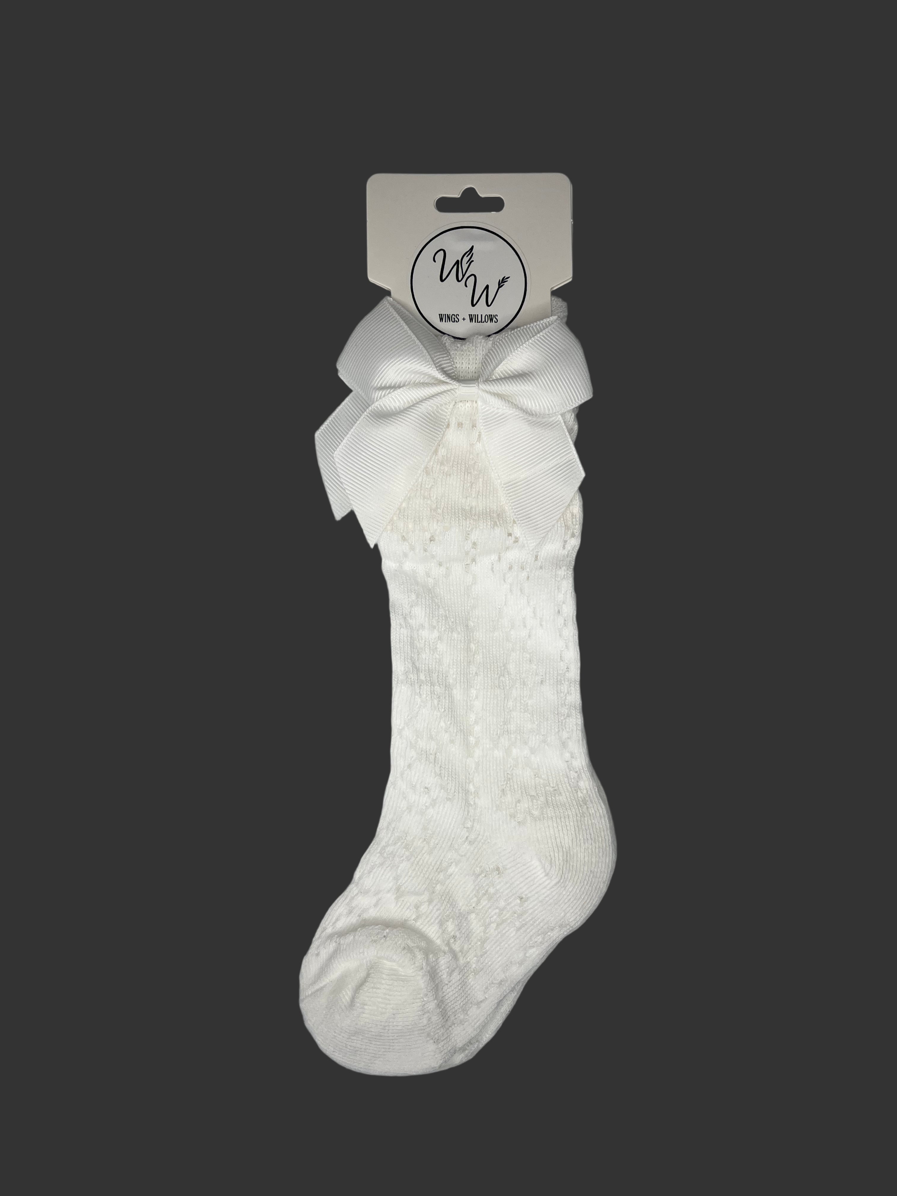 Bow Knit Knee-High Socks