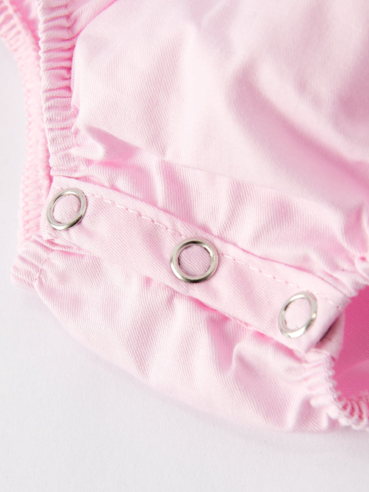 White Bow Smock Embroidered Pink Romper