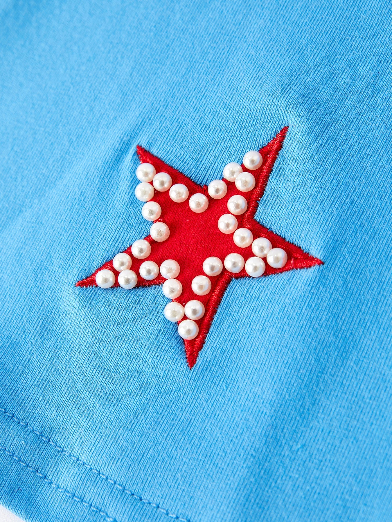4th of july Star Applique Pearl Embellished Girls Set