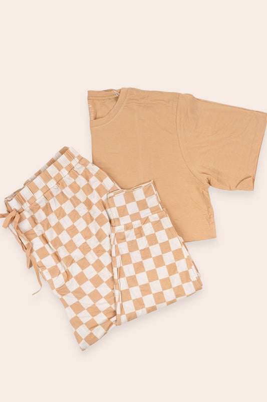 SANDY CHECKERS SHORT SLEEVE MEN'S DREAM JOGGER SET