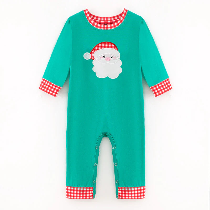 Christmas Santa Claus Applique Cotton Romper