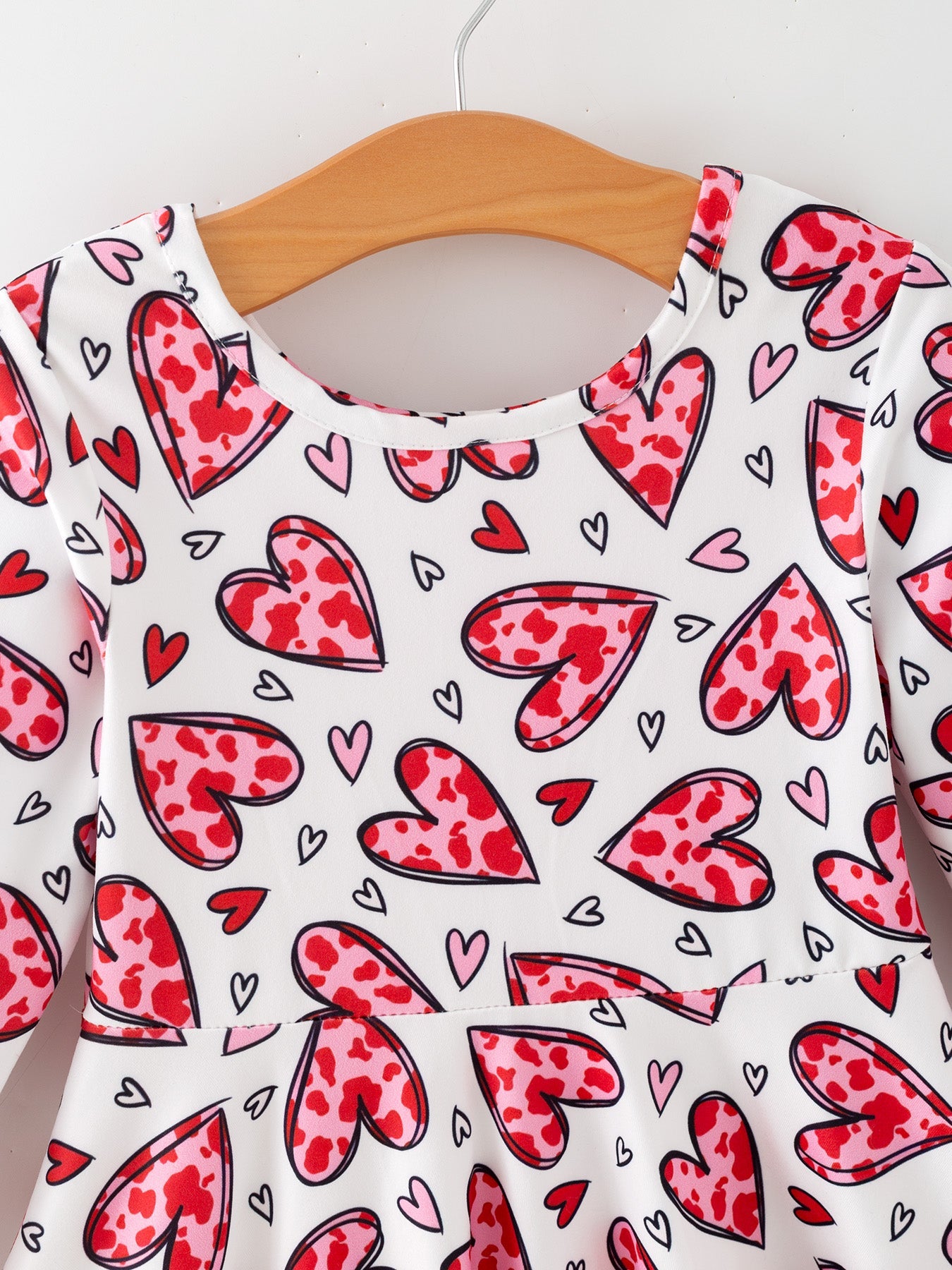 Girls Valentine Party Red Heart Print Dress