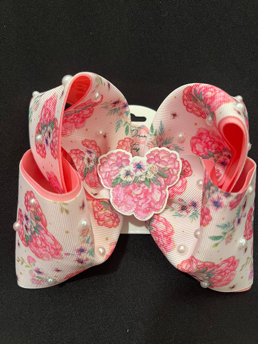 Floral Mouse Bow with Pearl Accents