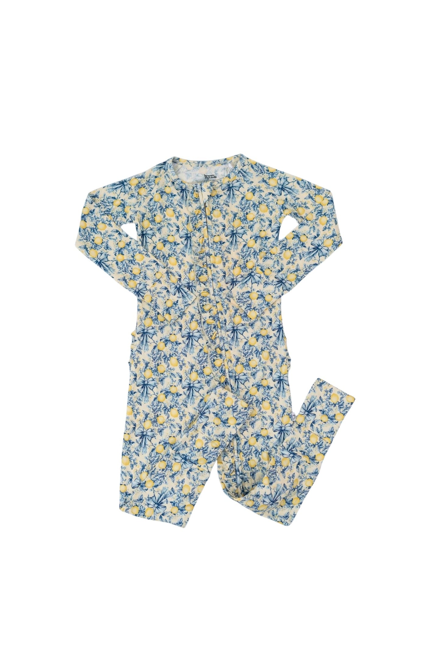 VINTAGE CITRUS TOILE DREAM RUFFLE ROMPER