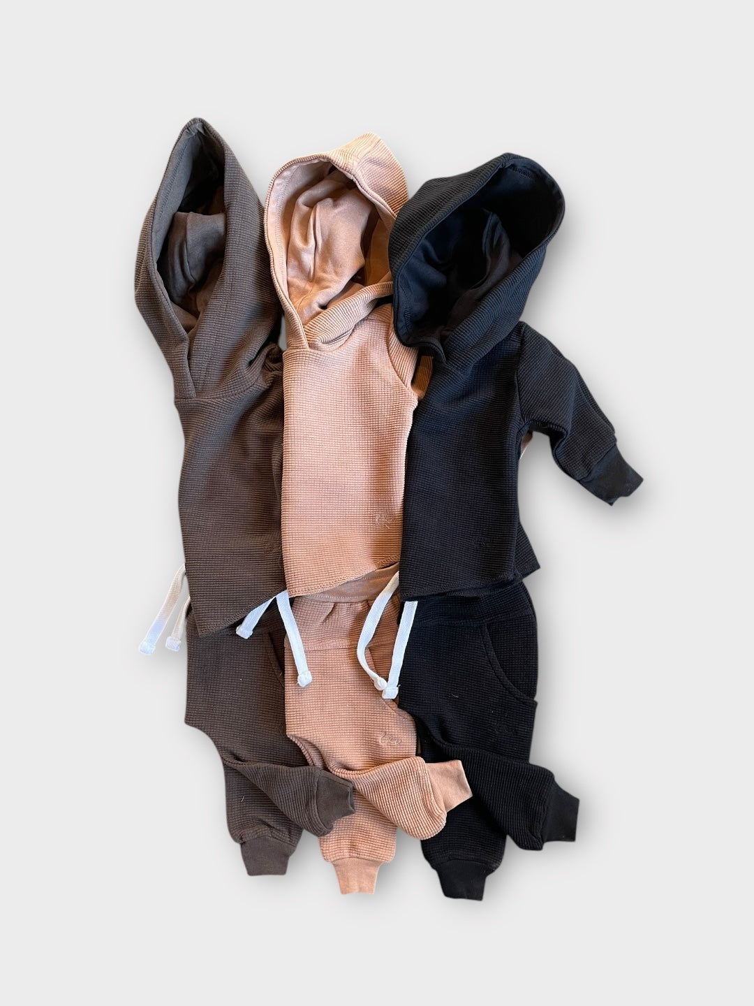 Cocoa Waffle Knit Hooded Pullover