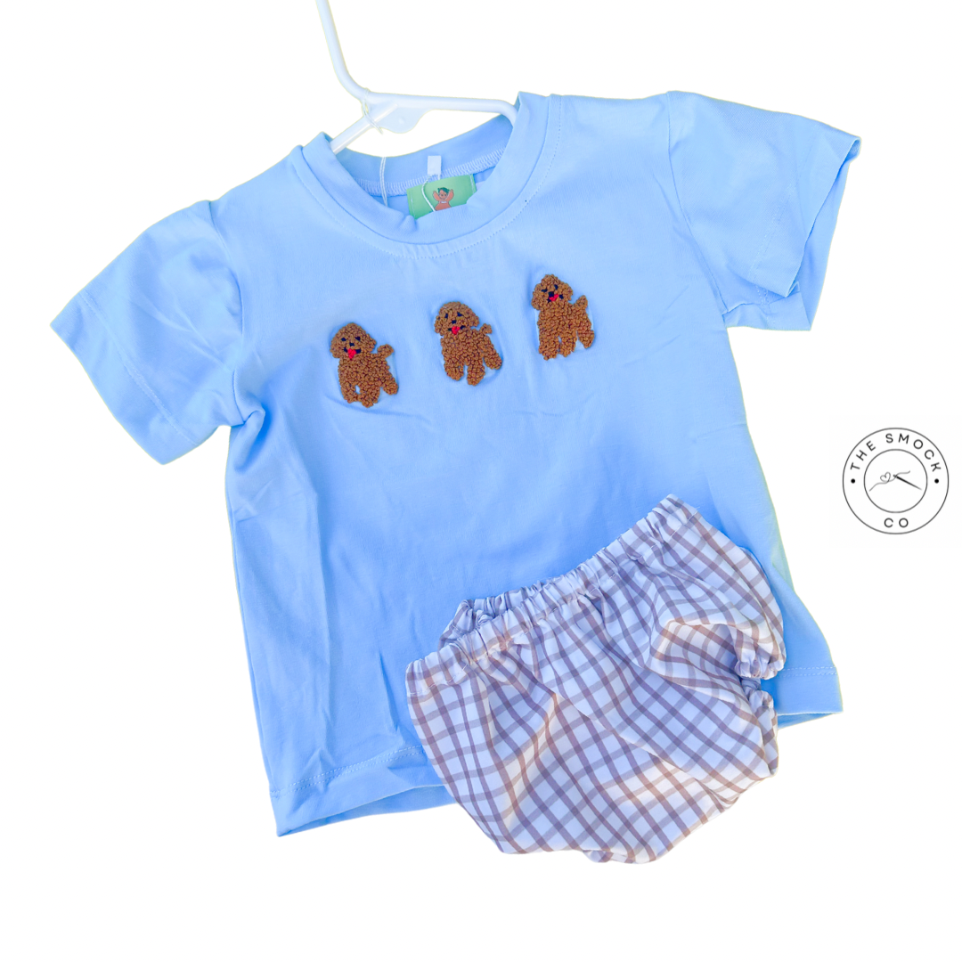 French Knot Puppy Boy Diaper Set