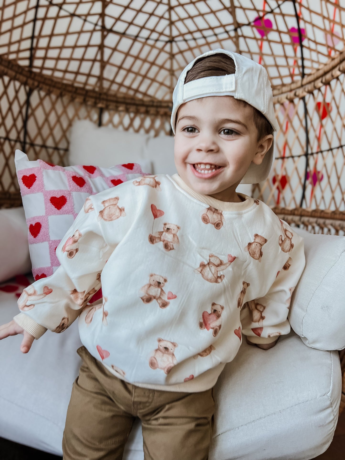 Teddy Bear Hearts Crewneck Sweatshirt