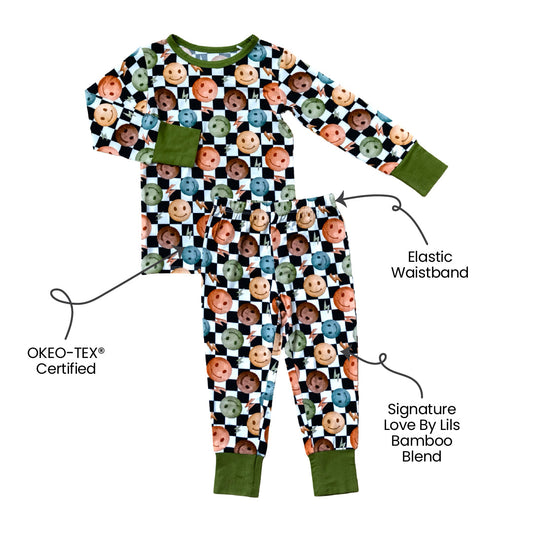 Luke Smiley Checks Bamboo 2-Piece Long Sleeve Set