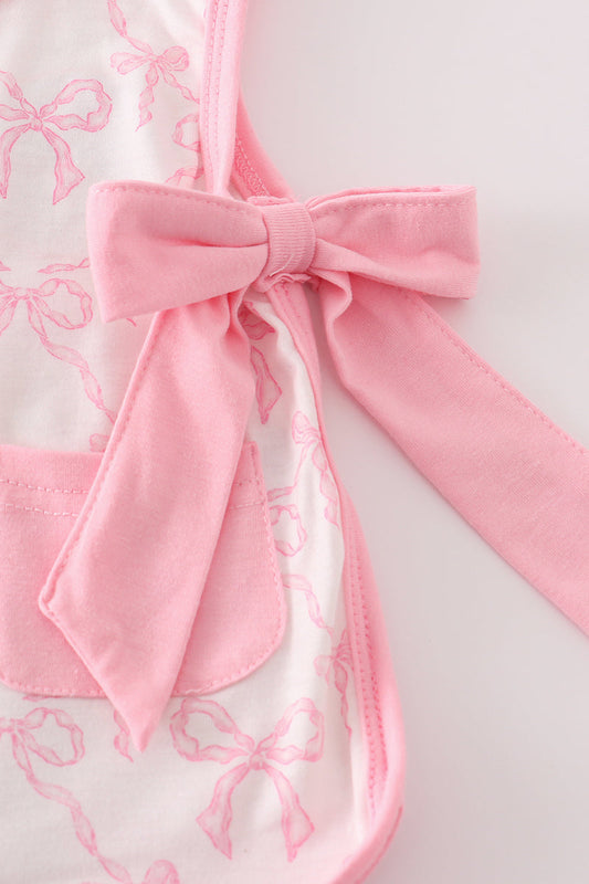Pink bow print bloomer set