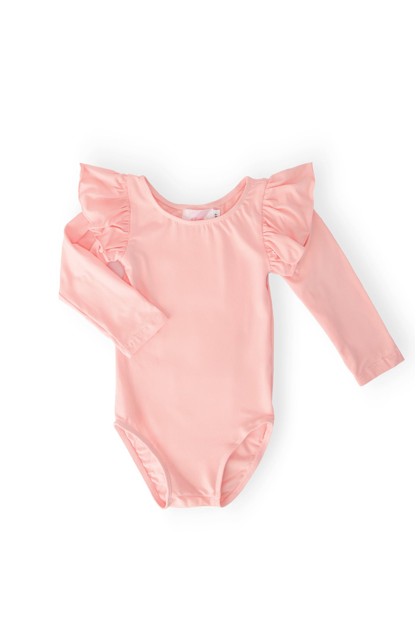 Peach L/S Flutter Sleeve Leotard