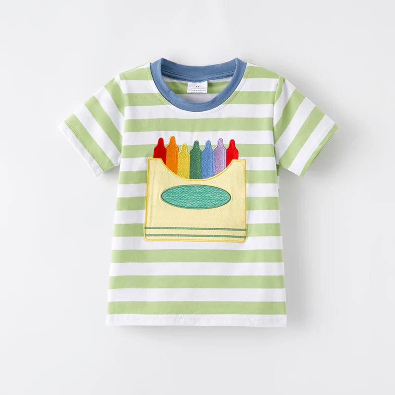 Back To School Crayon Applique Top