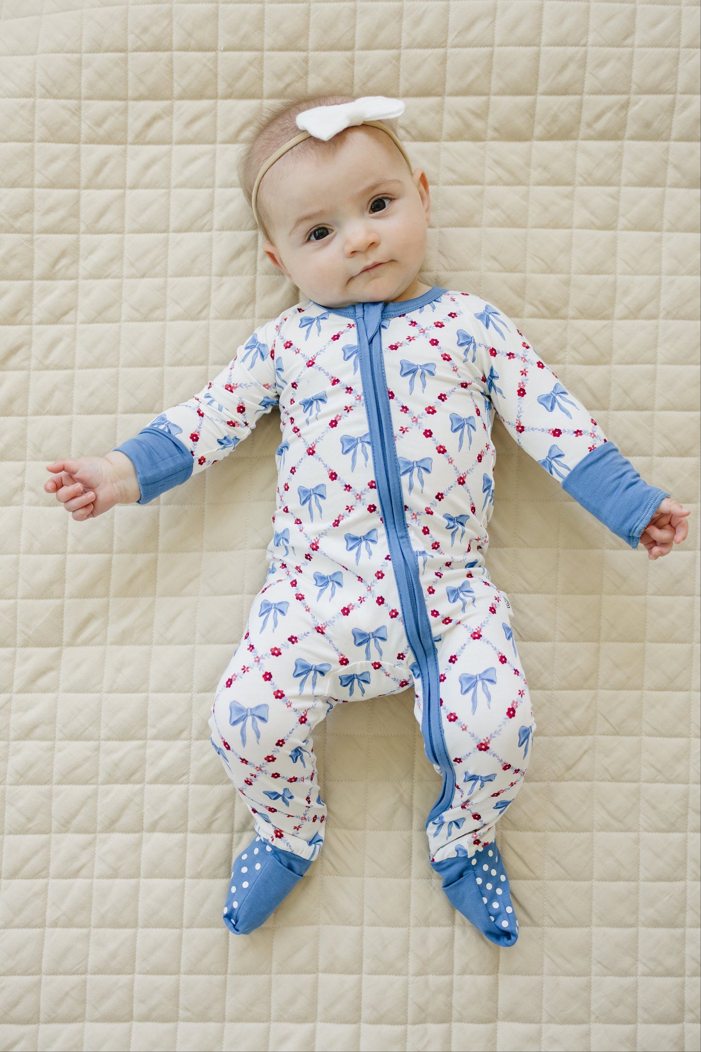 Red White & Bows Bamboo Zippy Pajamas
