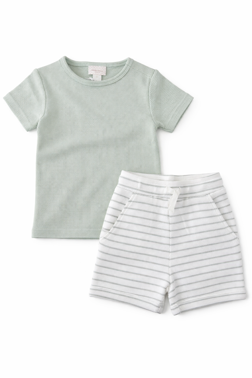 Everyday Summer Set | Seafoam Green Shirt and Striped Shorts