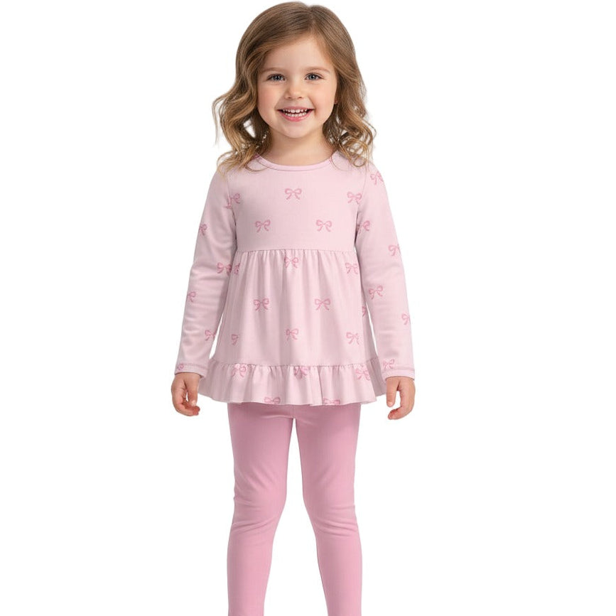 Pink Bow Peplum Pant Set