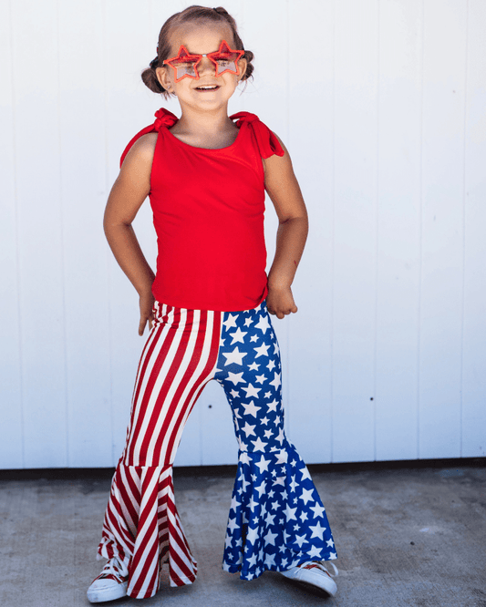 Keely Exaggerated Bell Bottoms - Patriotic Stars & Stripes