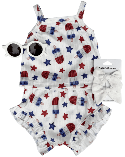 Luna Top & Bloomer Set - Patriotic Popsicles