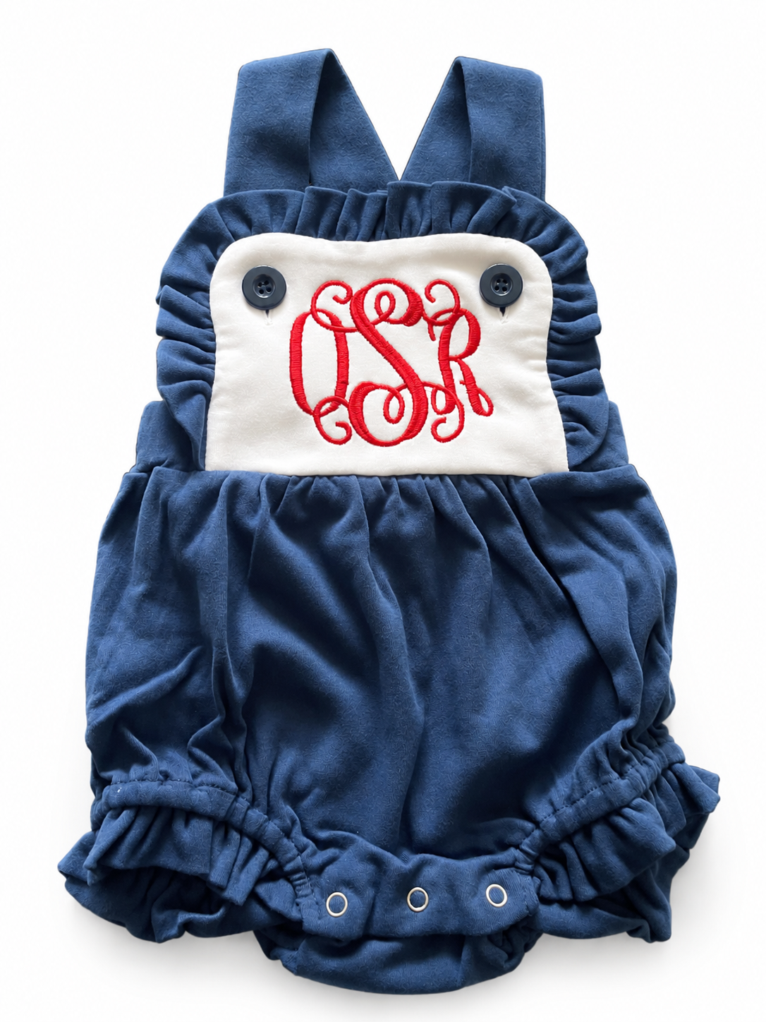 Monogrammed Navy Knit Romper