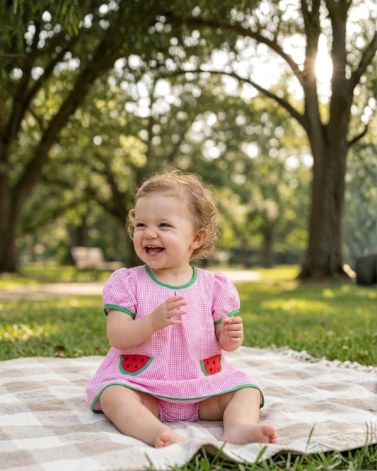 Pink Watermelon Dress and Panty Cover Set