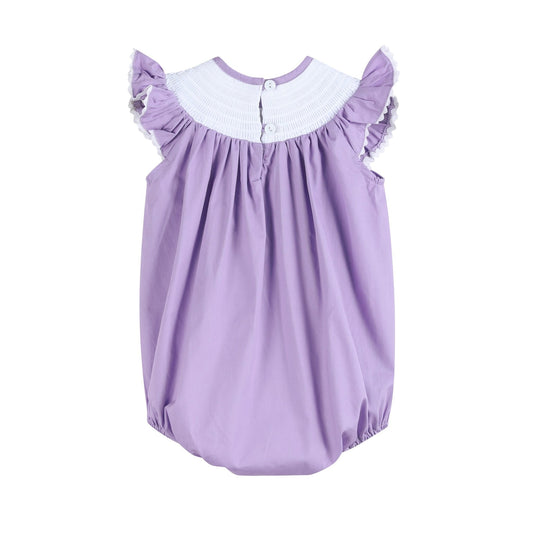Purple Bunny Smocked Flutter Romper