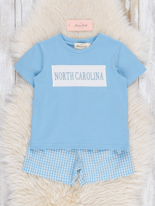 North Carolina Smocked Gingham Outfit
