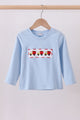 Blue construction embroidery top