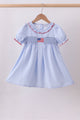 Blue flag smocked ruffle dress