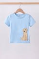 Blue puppy applique top