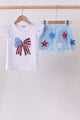 Blue bow star sequin skort set