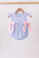 Blue Stripe Bow Ruffle Bubble