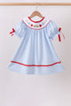 Blue School Bus Smocked Gingham Dress