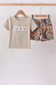 Camo Wildlife Embroidered Shorts Set