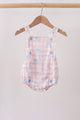 Pink Gingham Bow Print Lace Bubble