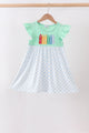 Mint Crayon Applique Dot Dress