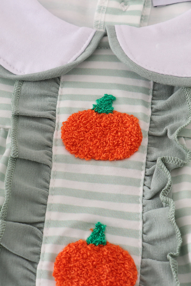 Sage stripe french knot bloomer set