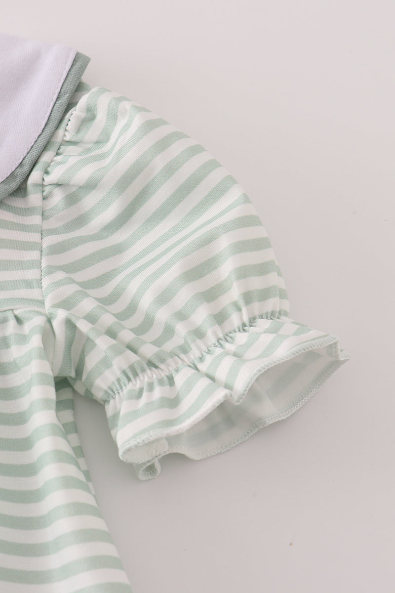 Sage stripe french knot bloomer set