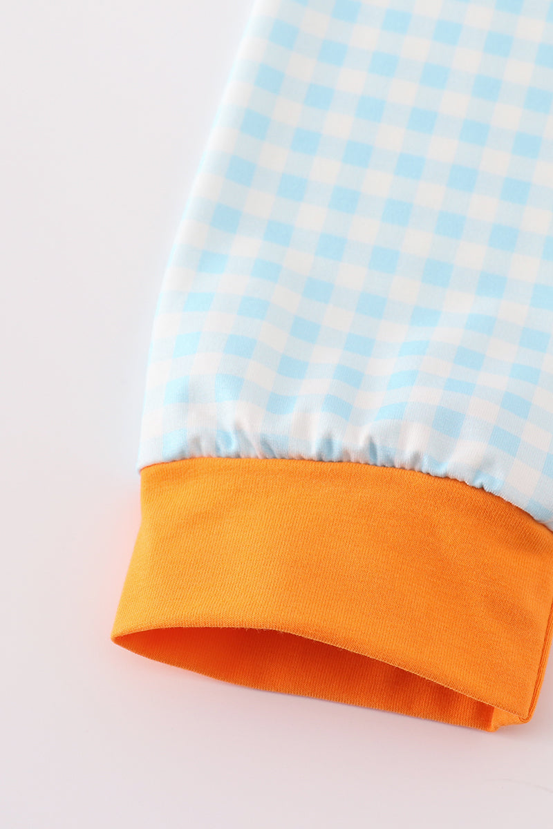 Blue halloween ghost pumpkin embroidery set