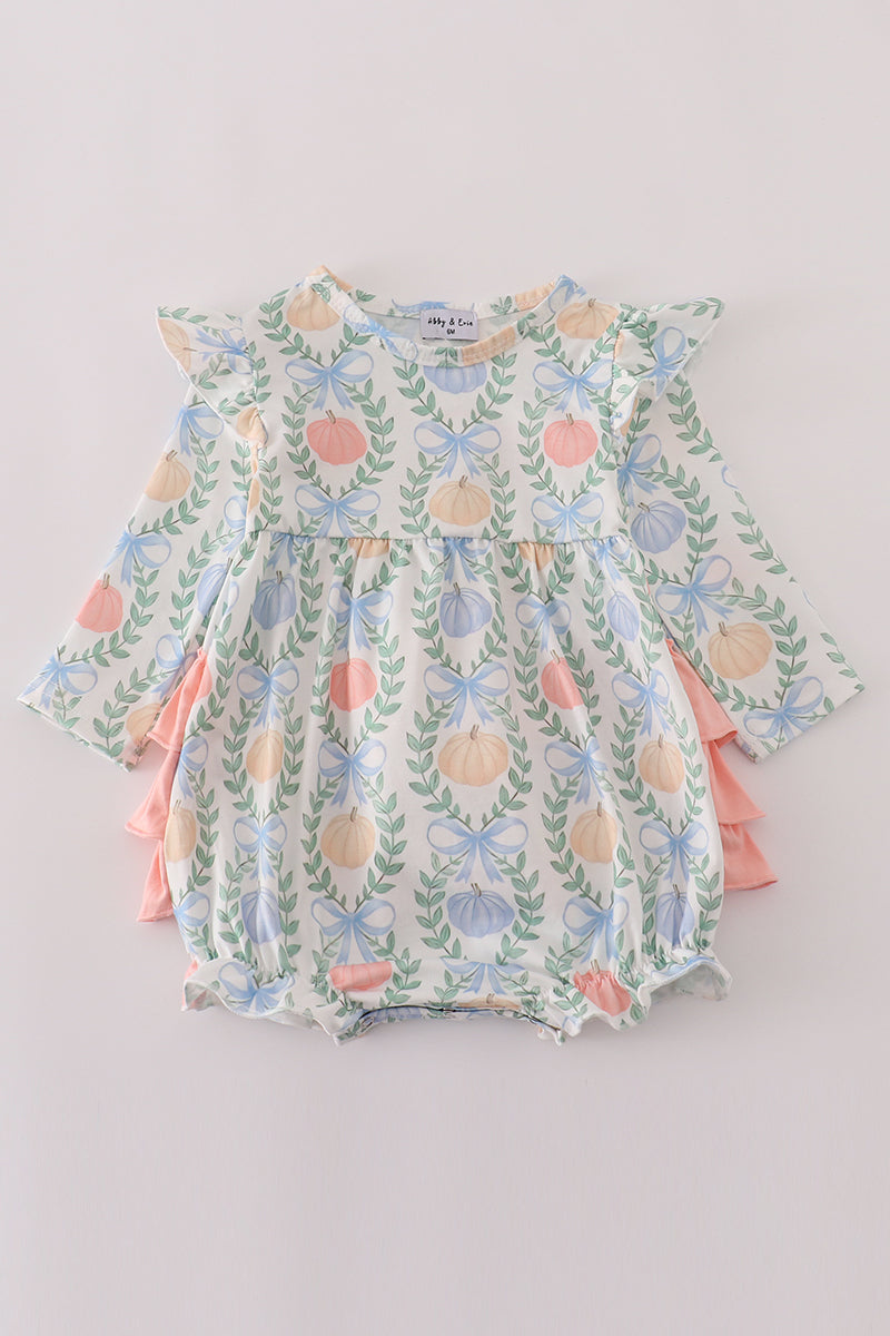 Bow print ruffle bubble