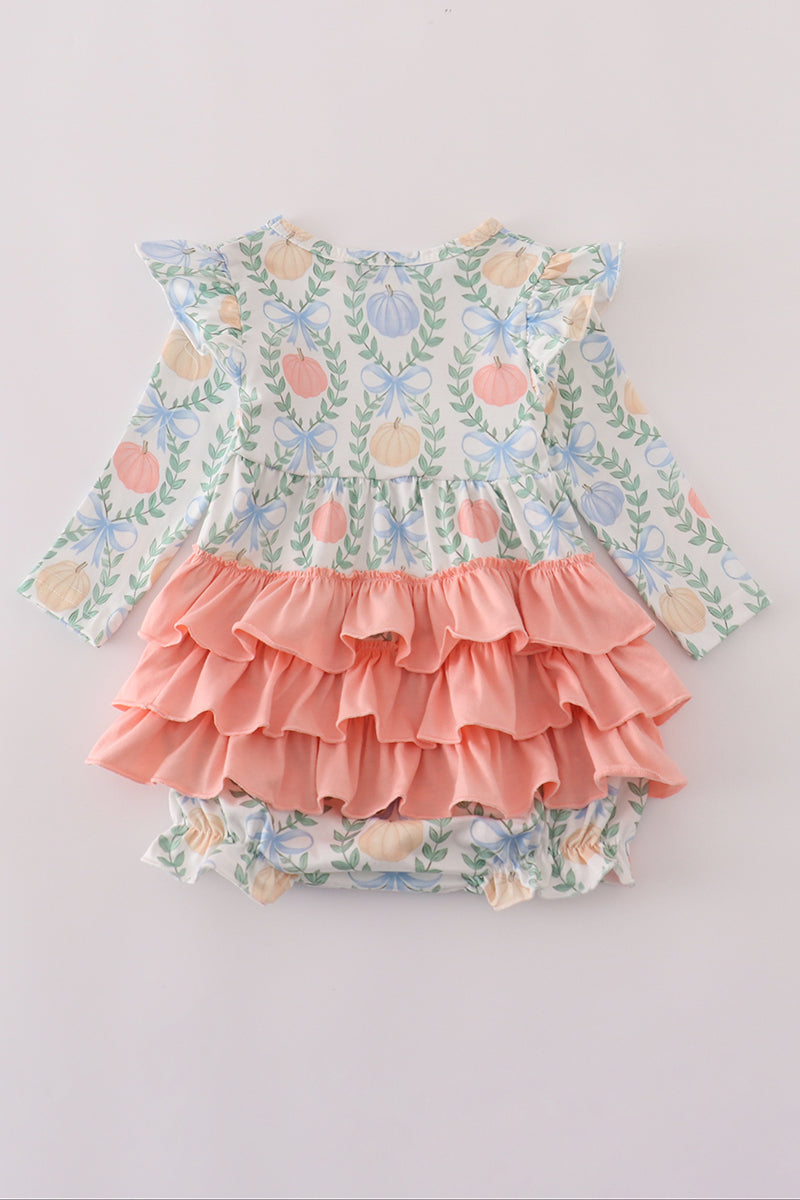 Bow print ruffle bubble