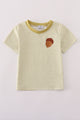 Green pinecone embroidery stripe top